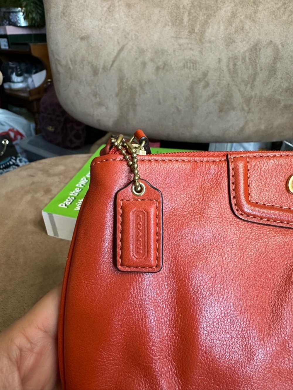 Coach Ashley Leather Large Wrislet Vibrant Orange Very Good Condition - Picture 3 of 11